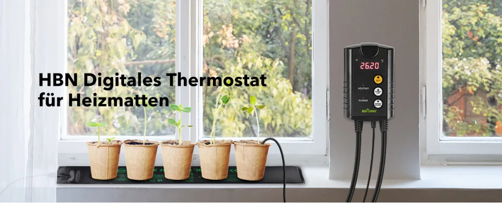 HBN digital temperature controller with sensor heating temperature control for heating mat seed germination reptiles and breeding breeding incubation greenhouse 230V thermostats - HBN Digitales Thermostat für Heizmatten