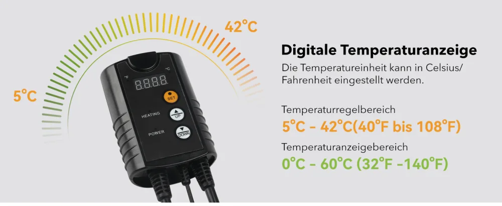 HBN digital temperature controller with sensor heating temperature control for heating mat seed germination reptiles and breeding breeding incubation greenhouse 230V thermostats - HBN Digitales Thermostat für Heizmatten
