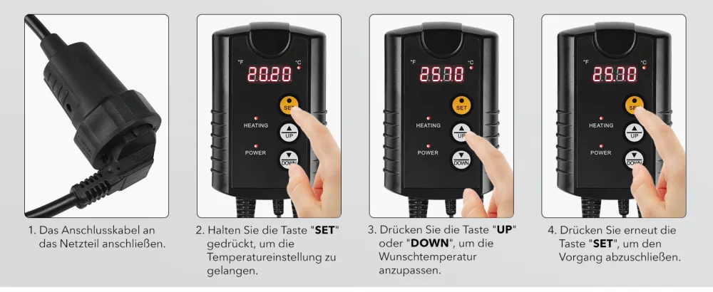 HBN digital temperature controller with sensor heating temperature control for heating mat seed germination reptiles and breeding breeding incubation greenhouse 230V thermostats - HBN Digitales Thermostat für Heizmatten