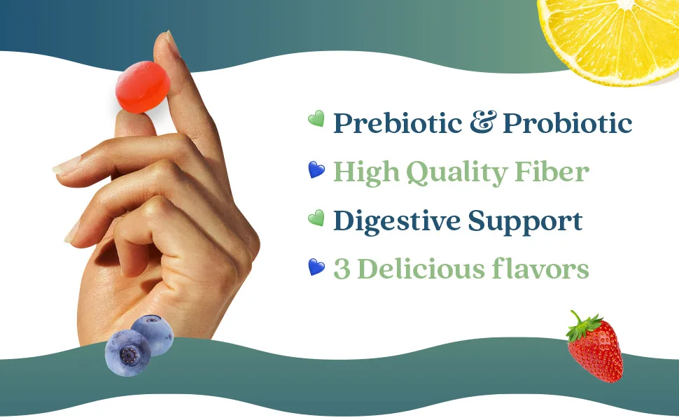 BeLive Prebiotic Fiber & Probiotic Gummies  High Strength Inulin (3g), Dietary Fiber Supplement, Digestive Support for Kids - Strawberry, Lemon, Blueberry Flavor (60Ct) 1 - high quality bacillus coagulant probiotic and additional prebiotic fiber