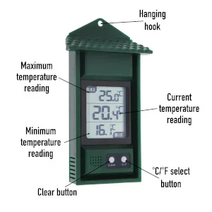 Digital min Max thermometer with recording - measure the maximum and minimal temperature greenhouse thermometer garden accessories wall to assemble minimum maximum thermometer - Innen- oder Außenthermometer Max Min
