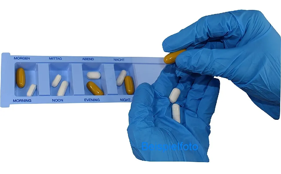 Medicine dispenser tablet box pill box daily dispenser with 4 compartments (blue standard 10 pieces) - Medikamentendispenser in Verwendung