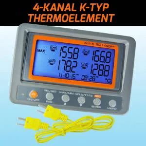 4-channel K type thermometer SD card data logger thermocouple temperature + 2 bead type K thermocouple probe (Main Unit A0188598) - Thermoelement