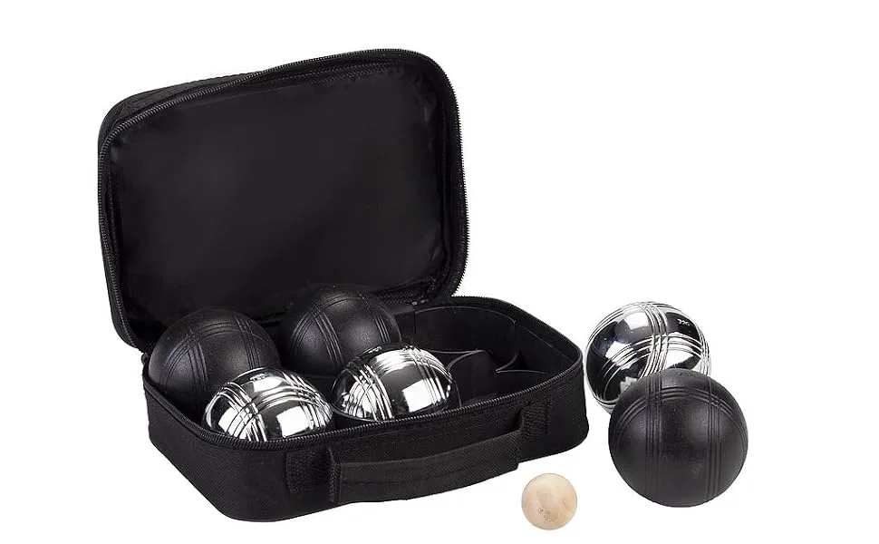 Engelhart - 010207 - Boules set 6 pieces black/silver - Boules - Games - Garden games Outdoor games - sacoche de 6 boules de pétanque