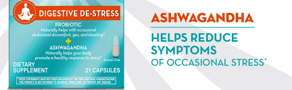 Align Probiotic Digestive De-stress with Ashwagandha - 21 Capsules - Probiotic, Capsules