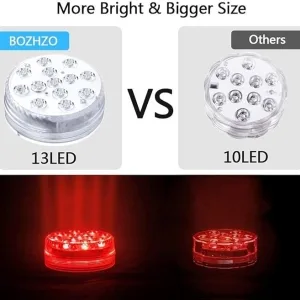Aled Light underwater LED RGB Lights 2 pieces 13 LED waterproof LED lights Multi color change pond lighting with remote control 4 x suction cup LED light for vase base pool fish tank decoration - QSD 13D