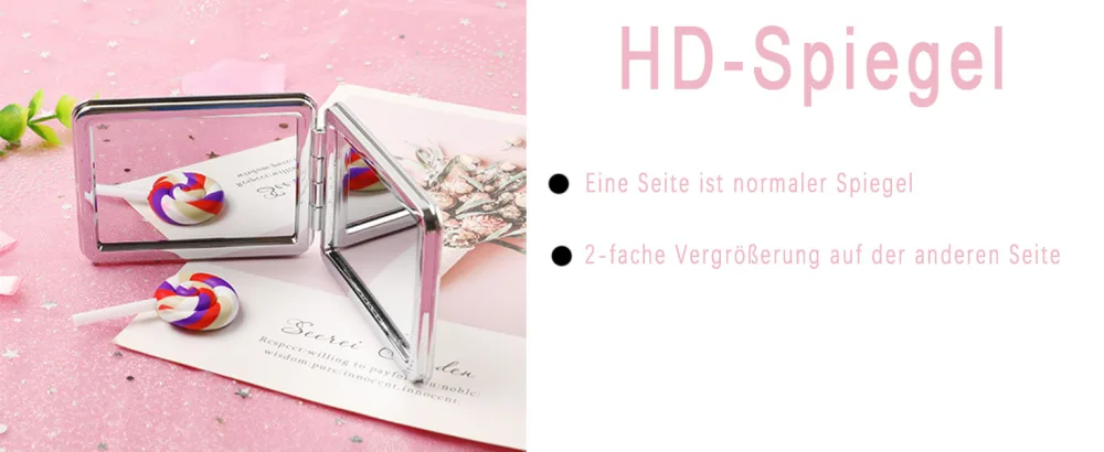 Mlysnd pocket mirror 2 pieces pocket mirror foldable mini make -up mirror portable pocket mirror small double -sided round square (pink gold) - product information 4