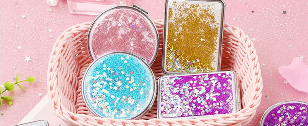 Mlysnd pocket mirror 2 pieces pocket mirror foldable mini make -up mirror portable pocket mirror small double -sided round square (pink gold) - product information 5