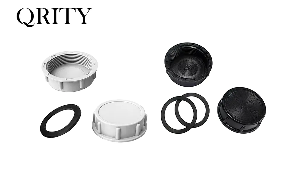 Qrity 2 pieces of kitchen sink drain pipe locking cap inner thread 39mm pipe cap for sealing compounds and piping black leakap-39mm - Küchenspüle Abflussrohr Verschlusskappe Innengewinde