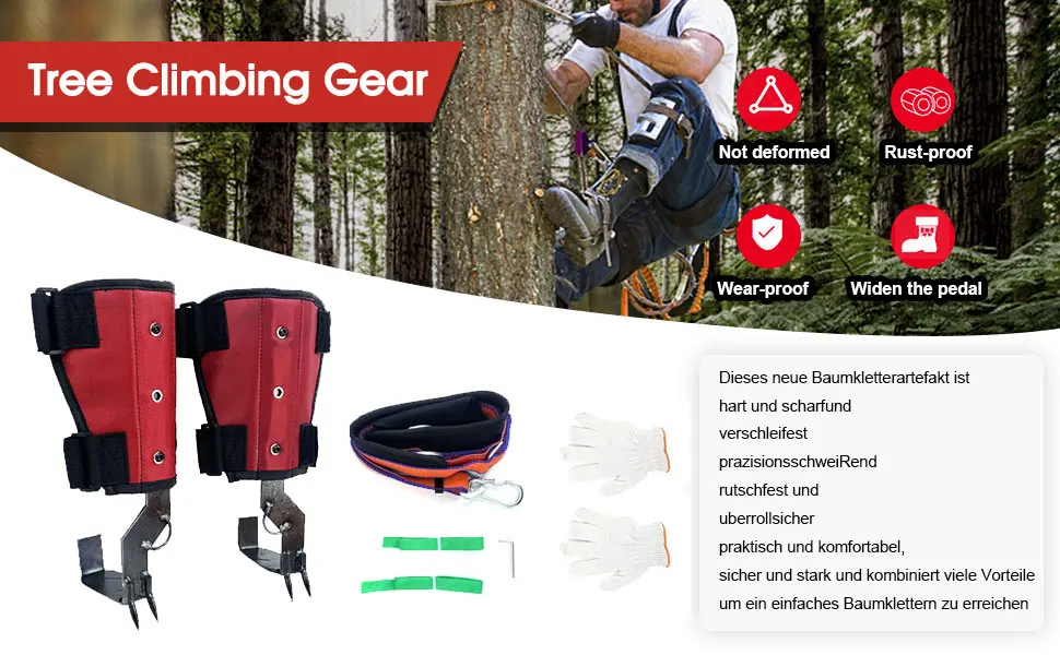 Lfhelper tree climbing equipment tree climbing spike set 250kg/551LB load climbing trees artifact climbing spike set tree climbing tools rising iron with safety belts for fruit harvest hunting - Tree Climbing Gear