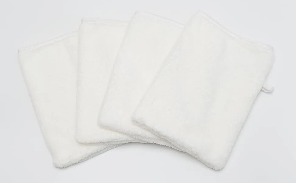 YSN Home Collection - Fluffy Microfiber Wash Mitts Washcloths 16x21cm - 8 Pieces - White - Handschue
