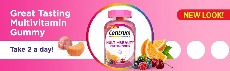 Centrum Multigummies  Beauty Gummy Multivitamin for Women - Fruit - 100 Gummies - Great Tasting Multivitamin Gummy