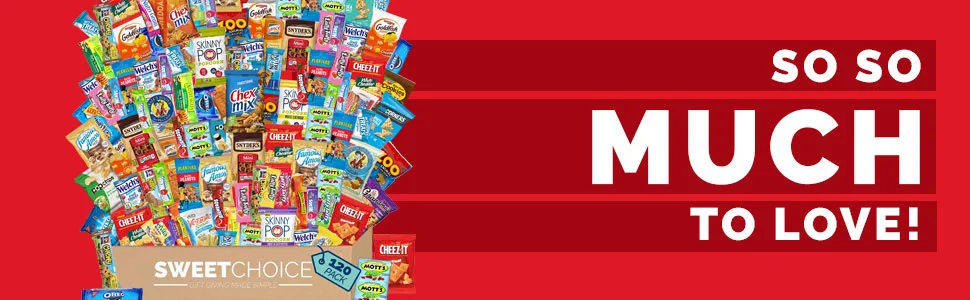 Care Package Variety Snacks Gift Box Chips Cookies & Candy -120 Count - Gift Basket 120 Candy Variety Snacks