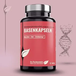 Dr.Fleckenstein Basis capsules for deacidification stomach stable capsules with carbonates & minerals (mg ca Zn Fe Cu MN) vegan & without sodium food supplements - Basenkapseln