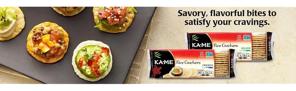 Ka-Me Gluten Free Rice Crackers Black Sesame & Soy - Pack of 12 - product information 1