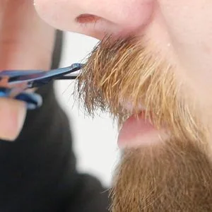 Beard scissors BLUE TITANIUM Moustache scissors Nose hair scissors with micro serration - Bart Schnurrbar Vollbart schneiden kürzen trimmen Bartpflege