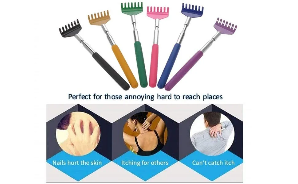 Anself Back Scraper Telescopic Stick Massager Compact 5-Way Extendable from 20 68 cm for Home Travel and Office Black - Anself Ausziehbarer Rückenkratzer aus Edelstahl bis 68 cm