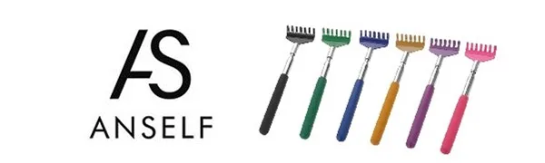 Anself Back Scraper Telescopic Stick Massager Compact 5-Way Extendable from 20 68 cm for Home Travel and Office Black - Anself Ausziehbarer Rückenschaber aus Edelstahl bis 68 cm