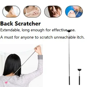 Anself Back Scraper Telescopic Stick Massager Compact 5-Way Extendable from 20 68 cm for Home Travel and Office Black - product information 10