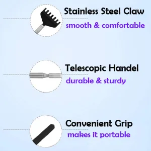 Anself Back Scraper Telescopic Stick Massager Compact 5-Way Extendable from 20 68 cm for Home Travel and Office Black - product information 5