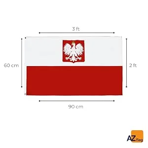 FLAG POLAND WITH EAGLE 150x90cm - POLISH FLAG 90 x 150 cm - flags AZ FLAG Top Quality - 60x90 cm