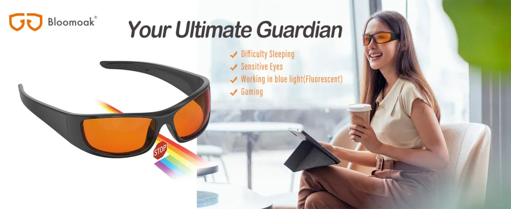 Bloomoak 99% blue light-blocking glasses night sleeping glasses gaming glasses surrounding blocks above side front lights for computers tablets phones - blaulichtfilter brille damen