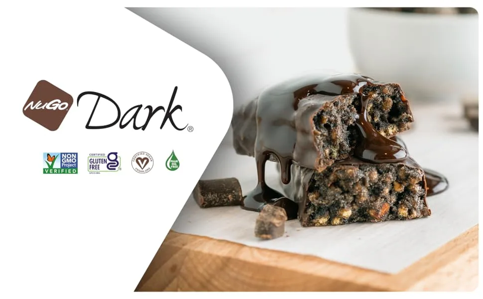 NuGo Dark Chocolate Chocolate Chip - 12 g - 12 Count - NuGoDarkHeader