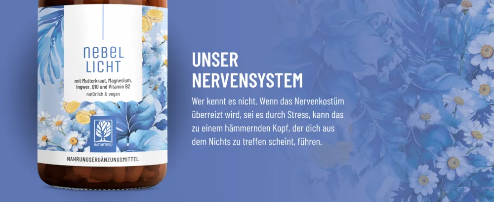 NaturTreu foglicht - maternity cabbage complex high -dose 1260 mg per day - complex with ginger magnesium coenzyme Q10 & vitamin B2 - natural and vegan - Nebellicht Mutterkrautblüten mit Vitamin B2 und Magnesium Nervensystem