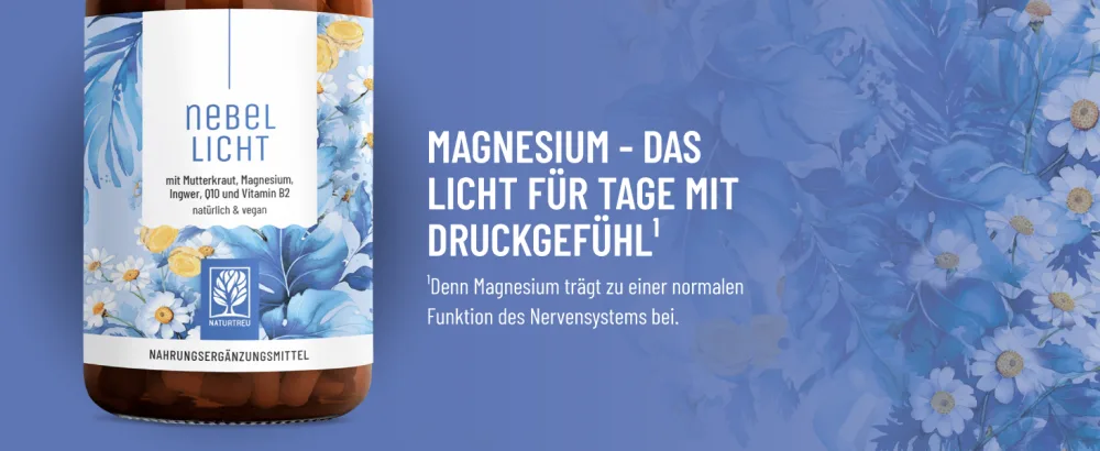 NaturTreu foglicht - maternity cabbage complex high -dose 1260 mg per day - complex with ginger magnesium coenzyme Q10 & vitamin B2 - natural and vegan - Nebellicht Mutterkrautblüten mit Vitamin B2 und Magnesium