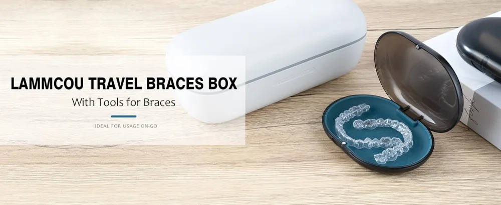 Lammcou braces portable protes container travel bite can dentist container box & tools for tooth rail braces sports mouth protection cleaning & storage - Zahnspangen Dose