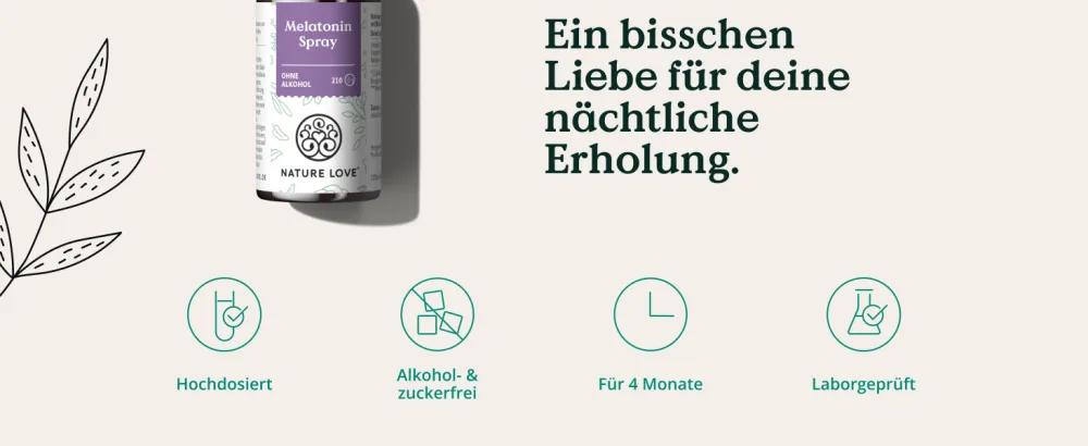 Nature love melatonin spray - tasteless - without alcohol - 0.5 mg melatonin per daily dose - with vitamin B1 and B6 - 30 ml vegan high -dosed - melatonin einschlafspray melantonin schlafmittel einschlafhilfe spray sleep schlafen schlafspray