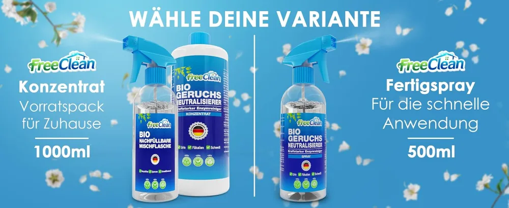 New freeclean organic bio odor neutralizer concentrate 1000ml extra strong without chemistry enzyme cleaner dogurine incl. - katzengeruchsentferner urin kleidung geruchsentferner geruchsneutralisierer hund hundeurin reiniger
