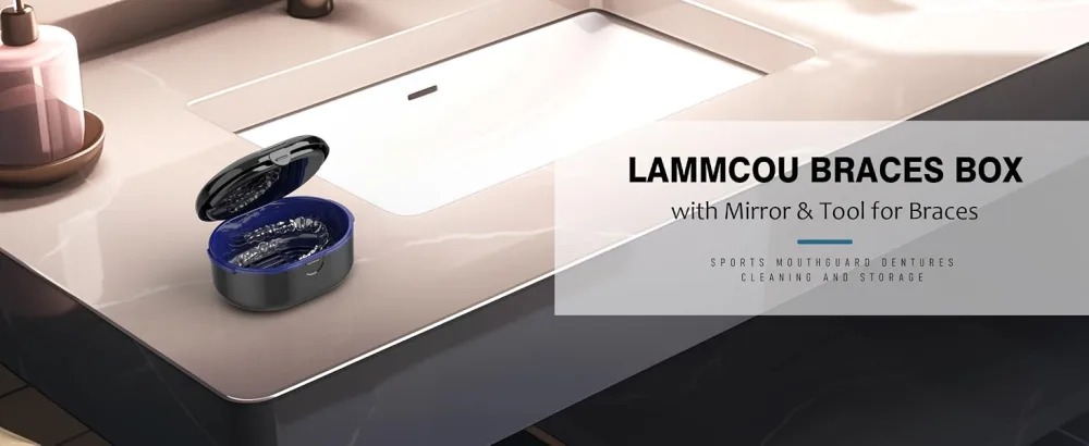 Lammcou braces portable protes container bite dose denture container box with mirror & tool for tooth rail braces braces sports mouth protection protes cleaning & storage - Zahnspangen Dose