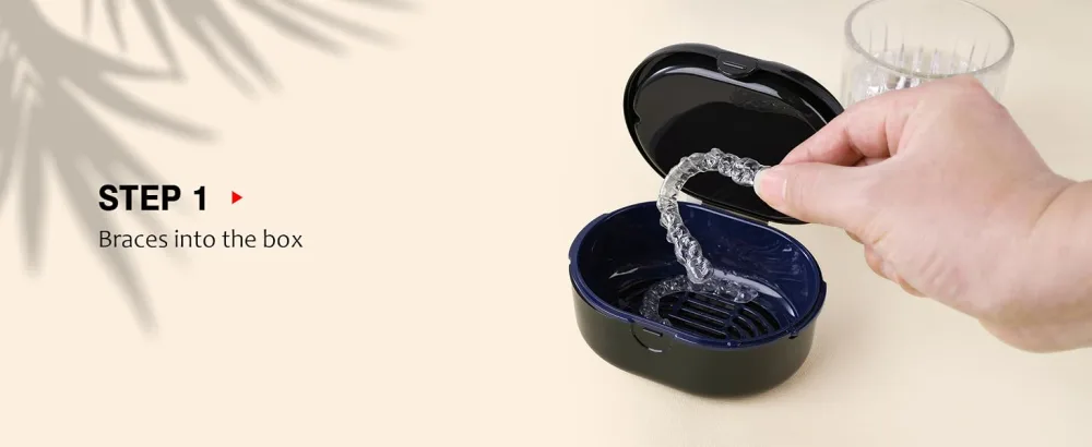 Lammcou braces portable protes container bite dose denture container box with mirror & tool for tooth rail braces braces sports mouth protection protes cleaning & storage - Zahnspangen Dose
