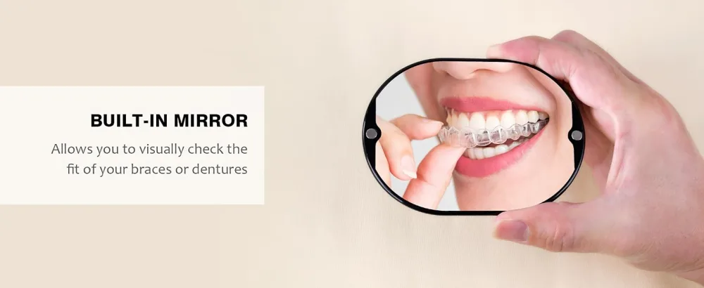 Lammcou braces portable protes container bite dose denture container box with mirror & tool for tooth rail braces braces sports mouth protection protes cleaning & storage - Zahnspangen Dose