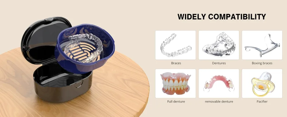 Lammcou braces portable protes container bite dose denture container box with mirror & tool for tooth rail braces braces sports mouth protection protes cleaning & storage - Zahnspangen Dose