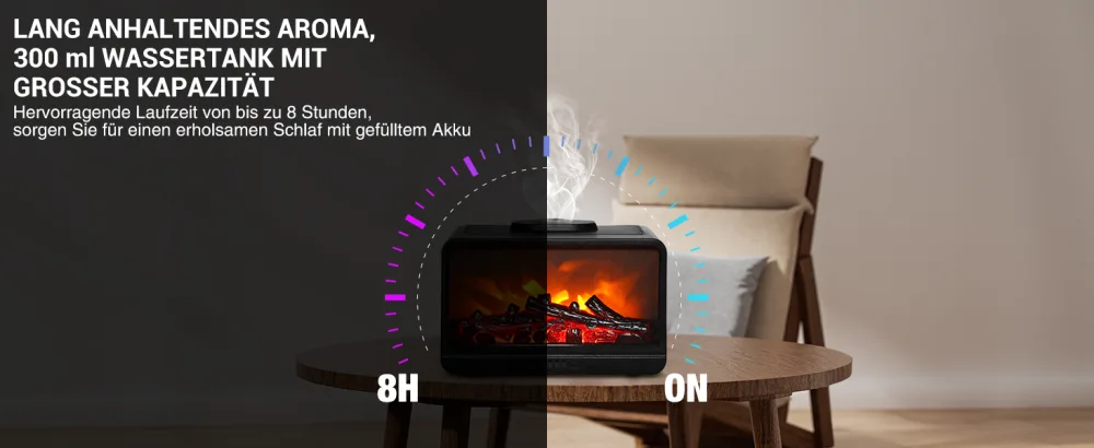 Yunyoda aroma diffuser with flames effect 300ml diffuser essential oils humidifier fragrance oil diffuse aromatherapy with 3 brightness & waterless automatic shutdown for home office or yoga - Aroma Diffuser 500ml Diffusor für Ätherische Öle, Premium Ultraschall Luftbefeuchter Aromatherapie