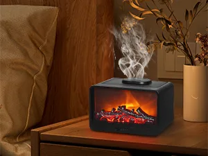 Yunyoda aroma diffuser with flames effect 300ml diffuser essential oils humidifier fragrance oil diffuse aromatherapy with 3 brightness & waterless automatic shutdown for home office or yoga - Aroma Diffuser für Ätherische Öle, 500ml Diffusor mit 8x10ml Ätherische Öle Set