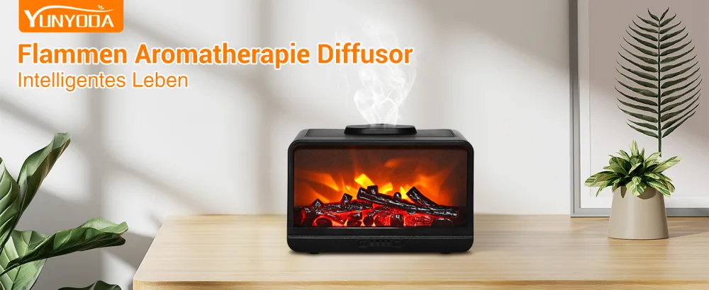 Yunyoda aroma diffuser with flames effect 300ml diffuser essential oils humidifier fragrance oil diffuse aromatherapy with 3 brightness & waterless automatic shutdown for home office or yoga - ASAKUKI 300ml Aroma Diffuser für Duftöle, Premium Ultraschall Luftbefeuchter Aromatherapie