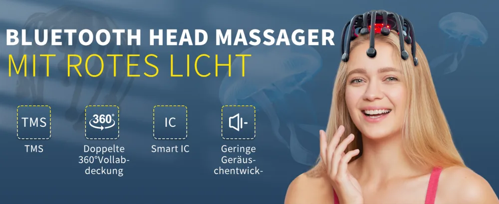 Head massage spider electrically with red light portable Bluetooth head massager with 20 vibration contacts and 5 modes for head relaxation and deep sleep ideal gift ideas - product information 1