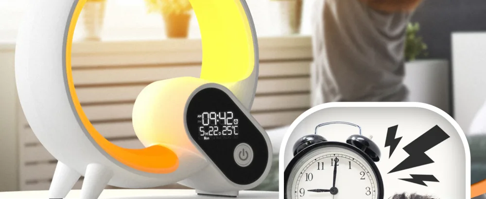 Light alarm clock with app control sunrise simulation 10 alarms & slumber mode with 16 million.Adjustable LED colors 15 natural noises and Bluetooth speakers black V1.3 - Der simulierte Sonnenaufgang und andere Funktionen des Lichtweckers in Kürze 02
