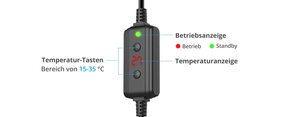 NICREW Aquarium Heater 100W Temperature Adjustable Aquarium Heater with Controller for Aquariums up to 80L Overheating Protection 100 W - 08326-2