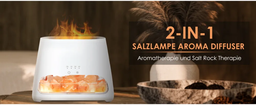 Salking 2-in-1 aroma diffuser & salt range Pakistan light flame effect diffuser for essential oils diffuser cool fog humidifier with 3-brightness 150ml white - product information 5