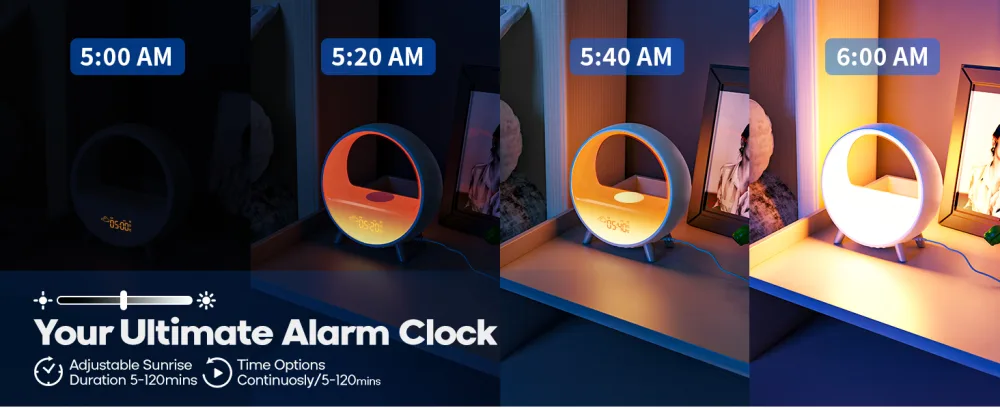 DEKALA LIGHTWACKE Daily light alarms sunrise and sunset simulation bedside lamp with wireless 15W loading touch and app control compatible with Alexa- intelligent (app control) - product information 1