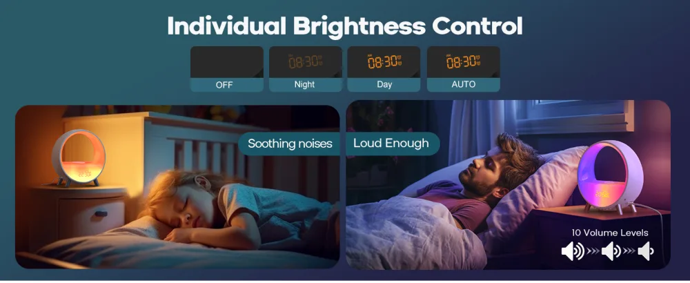 DEKALA LIGHTWACKE Daily light alarms sunrise and sunset simulation bedside lamp with wireless 15W loading touch and app control compatible with Alexa- intelligent (app control) - product information 4