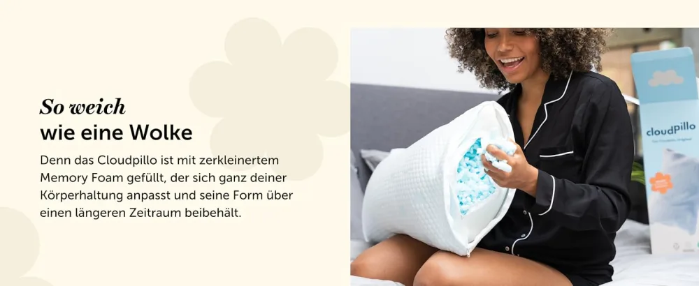 Cloudpillo Premium Memory Foam pillow - height -adjustable pillow 40x80cm tender & breathable - orthopedic pillow to support head neck & back - relaxed sleeping comfort 40x80cm 1 - cloudpillo