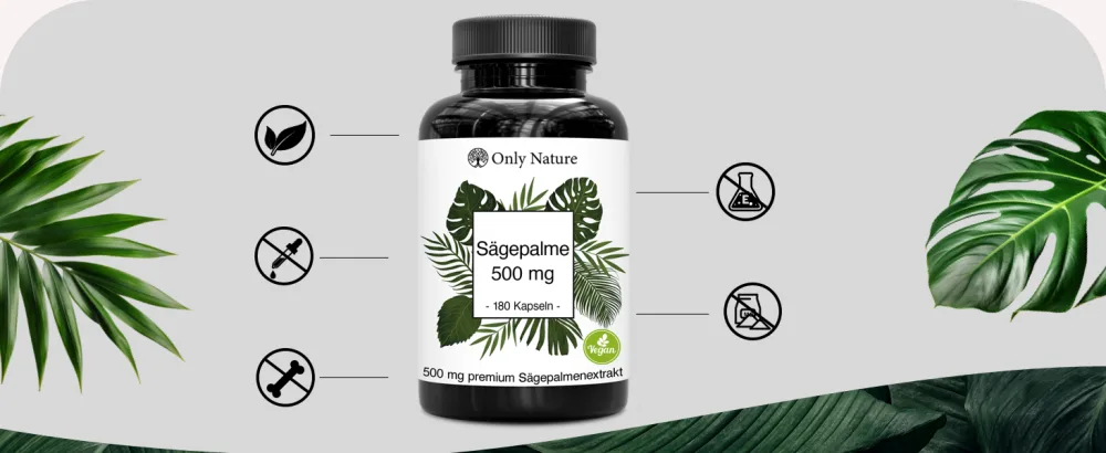 ONLY NATURE THE SOCHMENES Extract 500 mg - 180 prosta capsules - natural and effective - produced in Germany & laboratory testing - sawing palm prostate capsules - product information 6