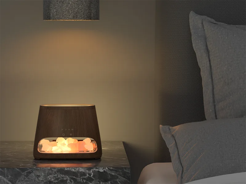 Salking 2-in-1 aroma diffuser & salt range Pakistan light flame effect diffuser for essential oils diffuser cool fog humidifier with 3-brightness 150ml dark wood - product information 6