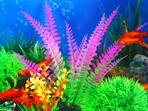 Borlech Aquarium Rock Decorations and Fish Tank Plastic Plants Decor Set 9 Pieces Green Rock Plants - Sichere weiche Pflanzen