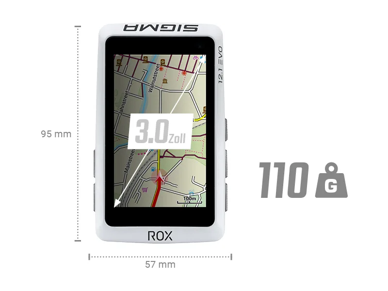 Sigma ROX 12.1 EVO Basic Set - White Bicycle Navigation System Europe Bluetooth GPS GLONASS Version 2 White - GPS BIKE COMPUTER MIT KARTENNAVIGATION
